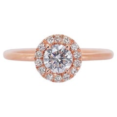 Elegant 18 kt. Rose Gold Ring with 0.64 ct Total Natural Diamonds - IGI Cert