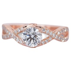 Elegant 18 kt. Rose Gold Ring with 0.90 ct Natural Diamonds GIA Certificate