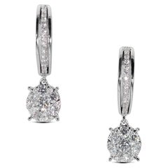 Elegant 18 kt. White Gold Diamond Earrings w/ 1.16 ct Natural Diamonds IGI Cert