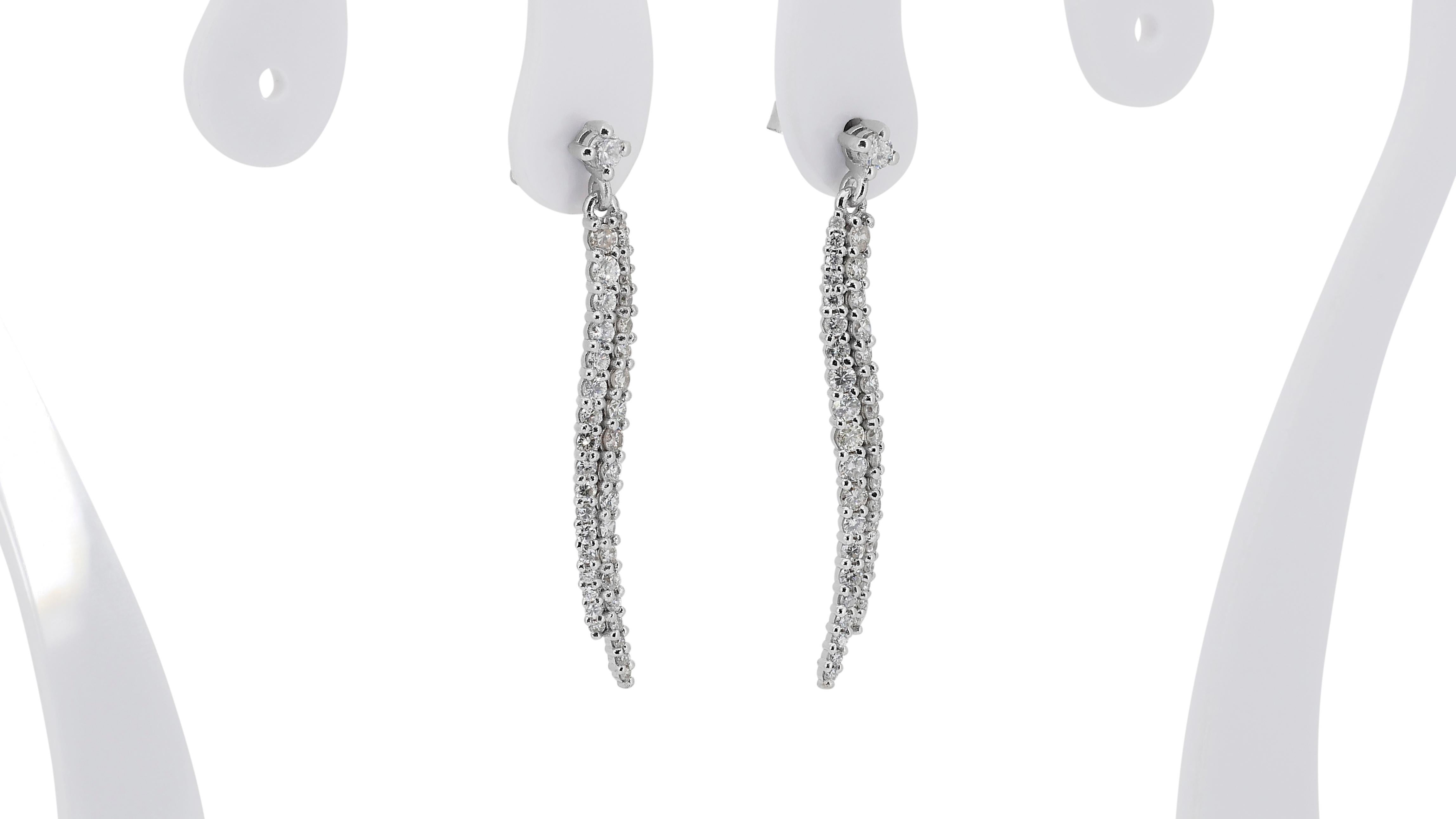 Donna Luminosi orecchini con diamanti tondi e brillanti da 1,23 ct. in vendita