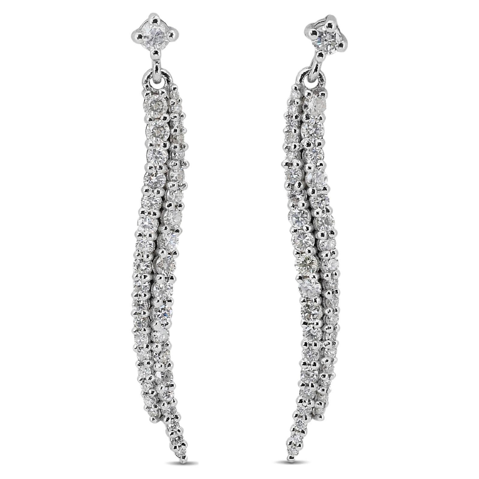 Luminous 1.23ct Runde Brillant Tropfen Diamant Ohrringe
