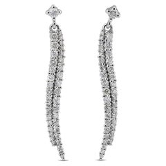 Pendientes Luminosos de Diamantes Brillantes Redondos en Gota de 1,23 ct