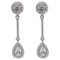 Elegant 18 kt. White Gold Earrings with 1.37 ct Natural Diamonds - IGI Cert