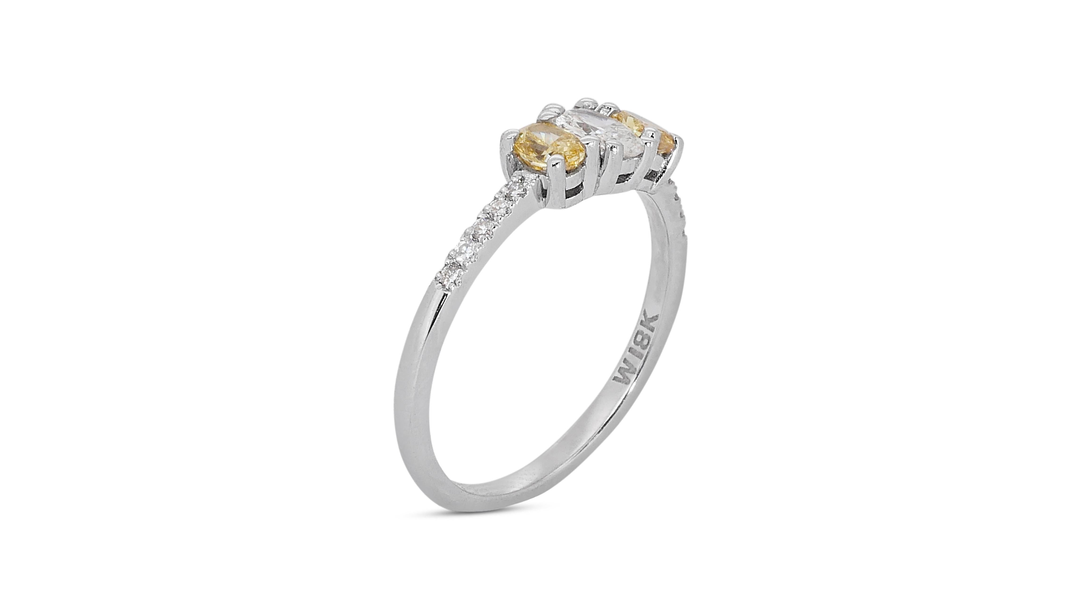 Elegant 18 kt. White Gold Ring w/ 0.65 ct total carat Diamond - AIG Certificate 2
