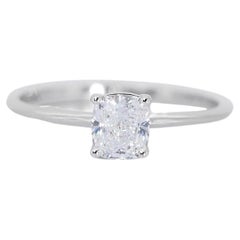 Elegant 18 kt. White Gold Ring with 0.72 ct Natural Diamond - GIA Certificate