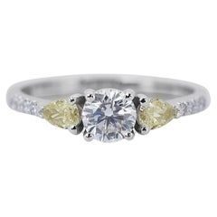 793 carat diamond weight Elegant 18 kt. White Gold Ring with 0.95 ct Total Natural Diamonds - AIG Cert