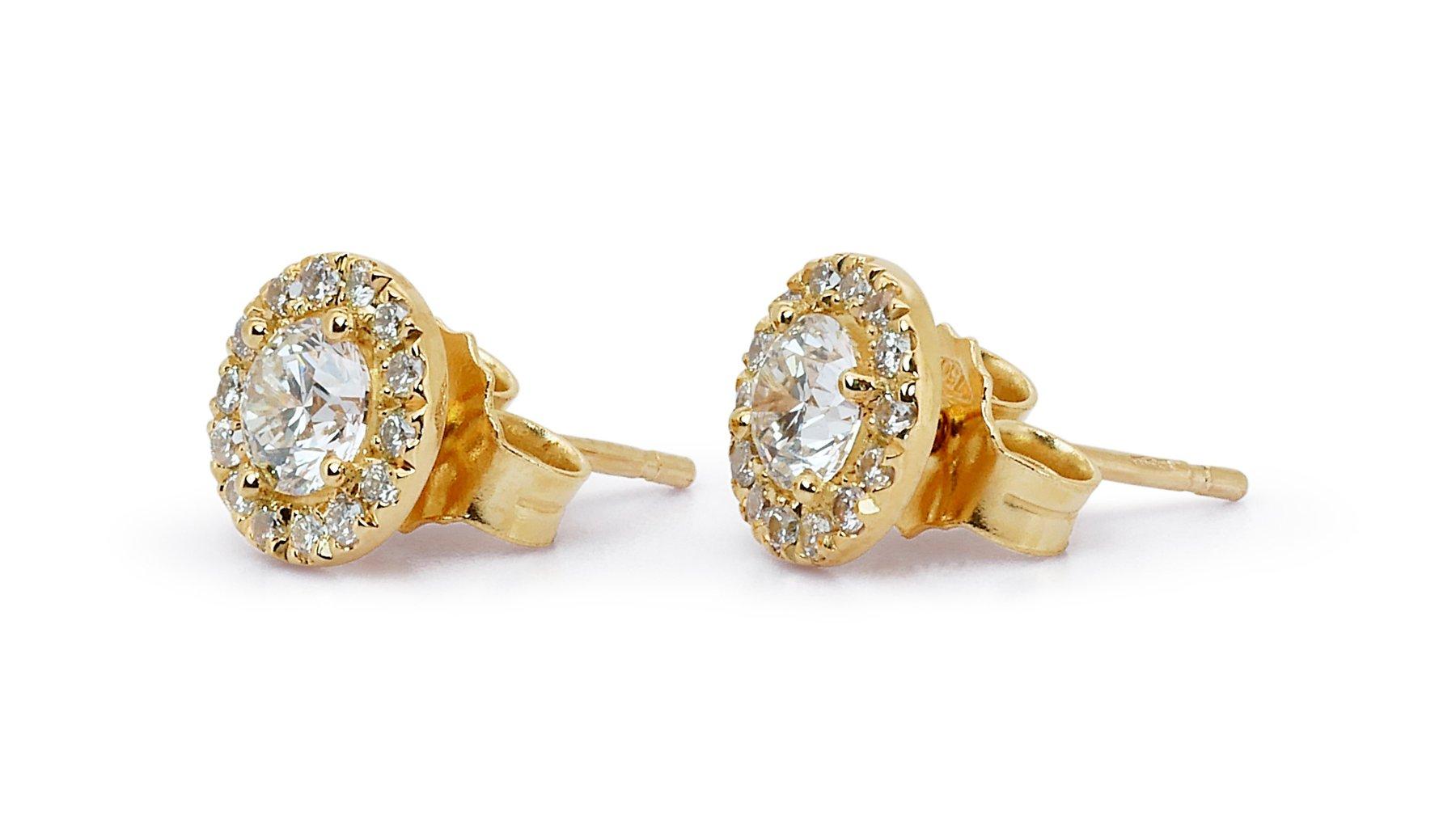 Elegant 18 kt. Yellow Gold Earrings with 1.5 ct Natural Diamond GIA Certificate 3