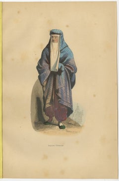 Elegante Lithographie einer persischen Frau in traditioneller Anmut aus dem Jahr 1844