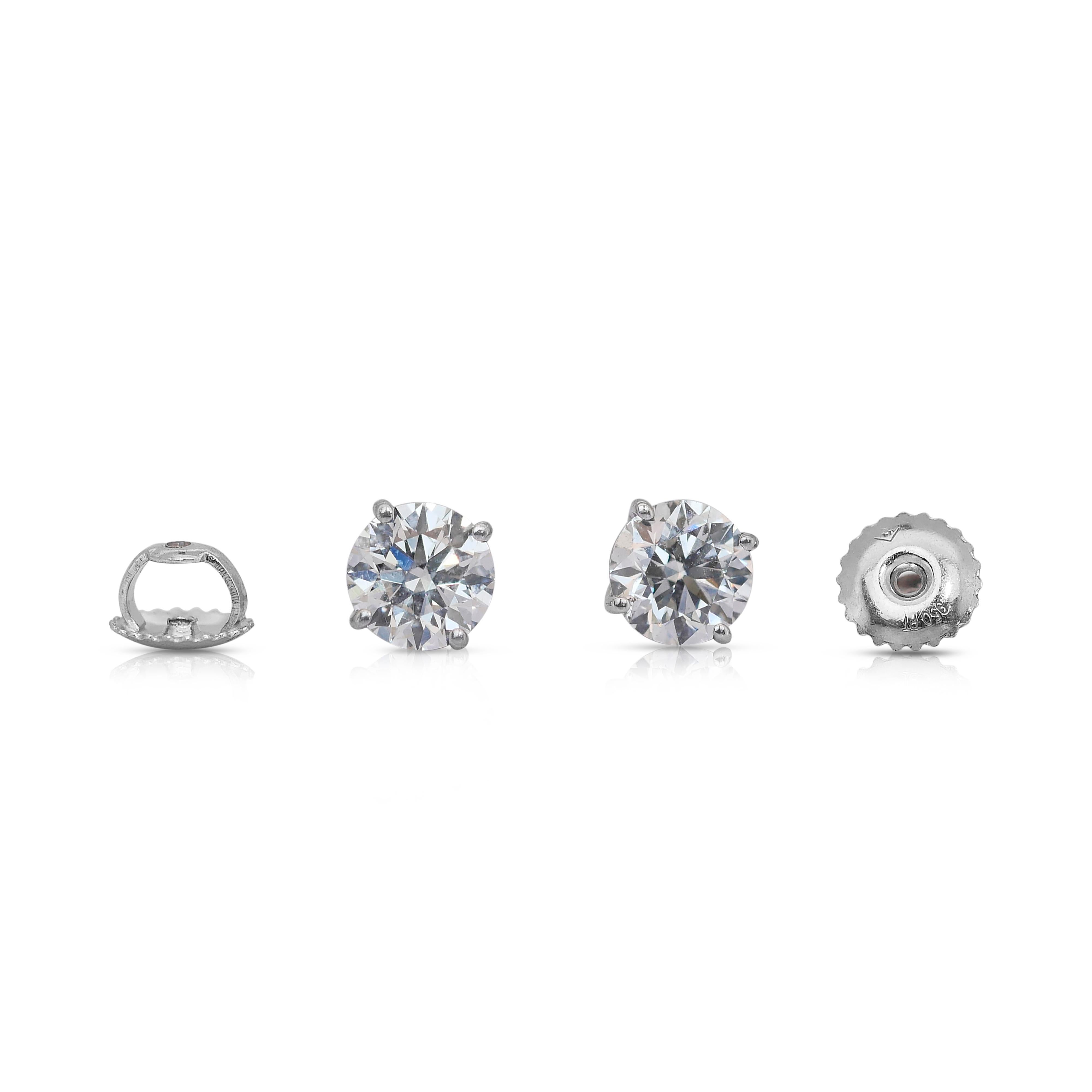 Elegant 1.85ct Diamonds Stud Earrings in Platinum - IGI Certified 3