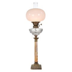 Antique Elegant 1880s Onyx Base Oil Lamp