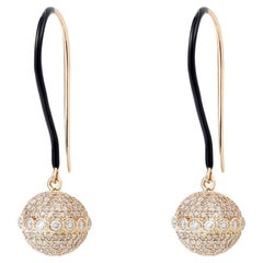 Elegante Kugelohrringe aus 18 Karat Gold und Diamanten mit schwarzer Emaille