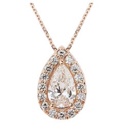 Elegant 18k Pink Gold Pendant w 0.72 ct Natural Diamonds -IGI Certificate