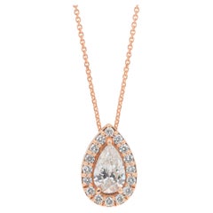 Radiant 0.97ct Diamonds Halo Necklace with Pendant in 18k Rose Gold