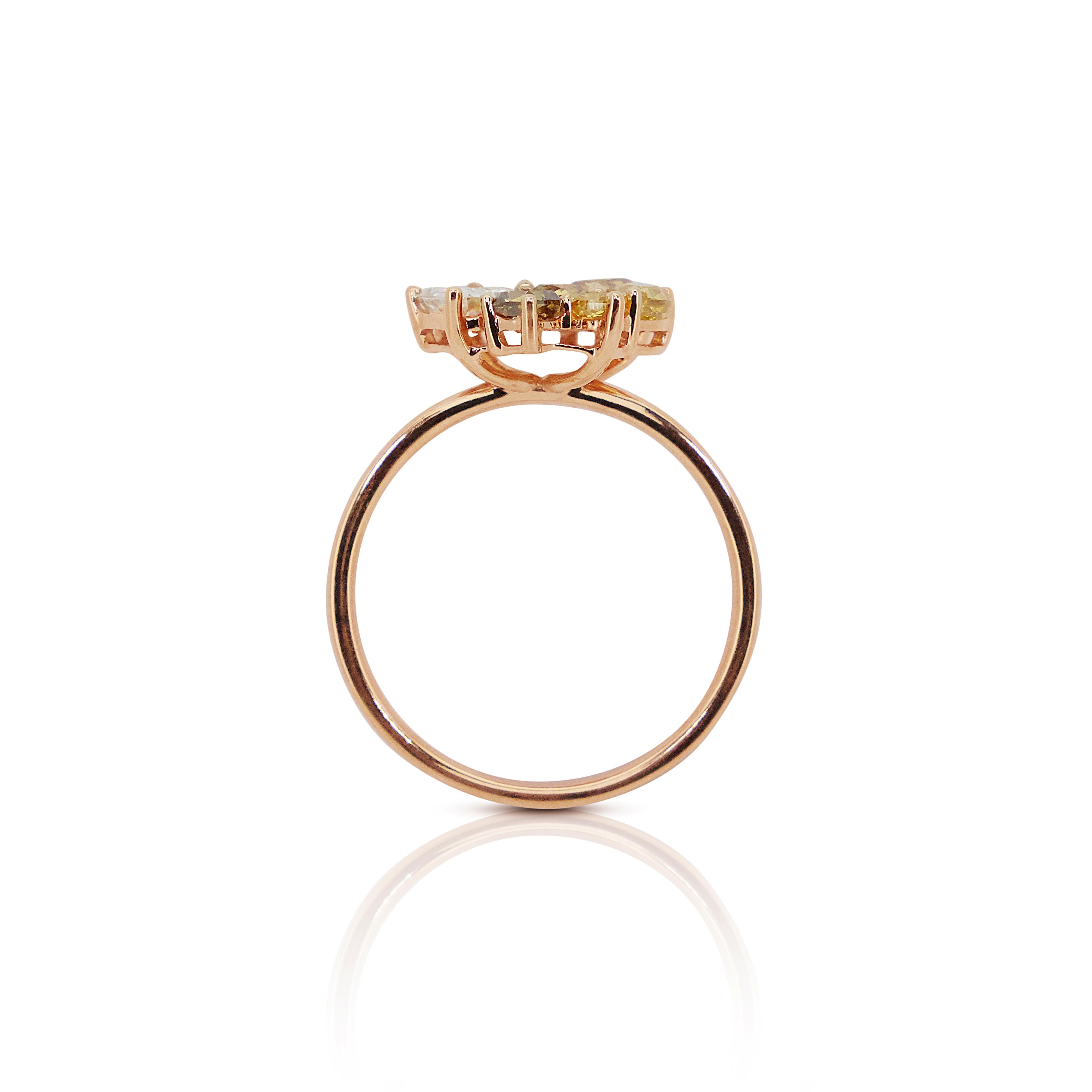 Elegant 18K Rose Gold Coloured Ring with 1.26 Ct Natural Diamonds, NGI Cert 6