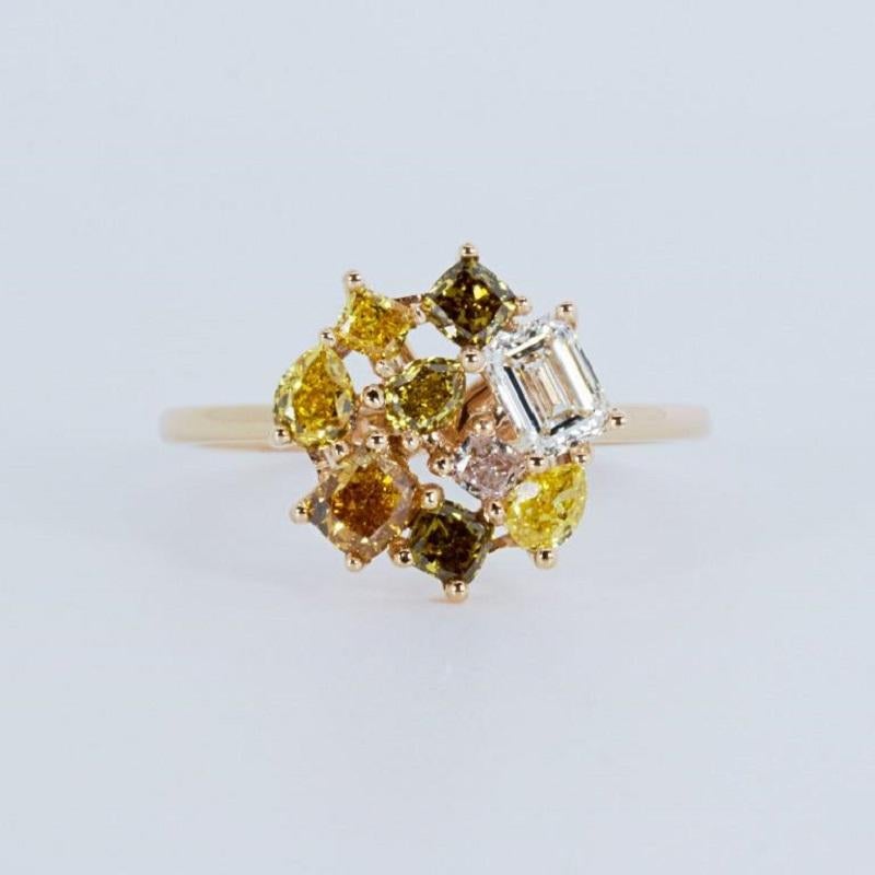 Elegant 18K Rose Gold Coloured Ring with 1.26 Ct Natural Diamonds, NGI Cert 1