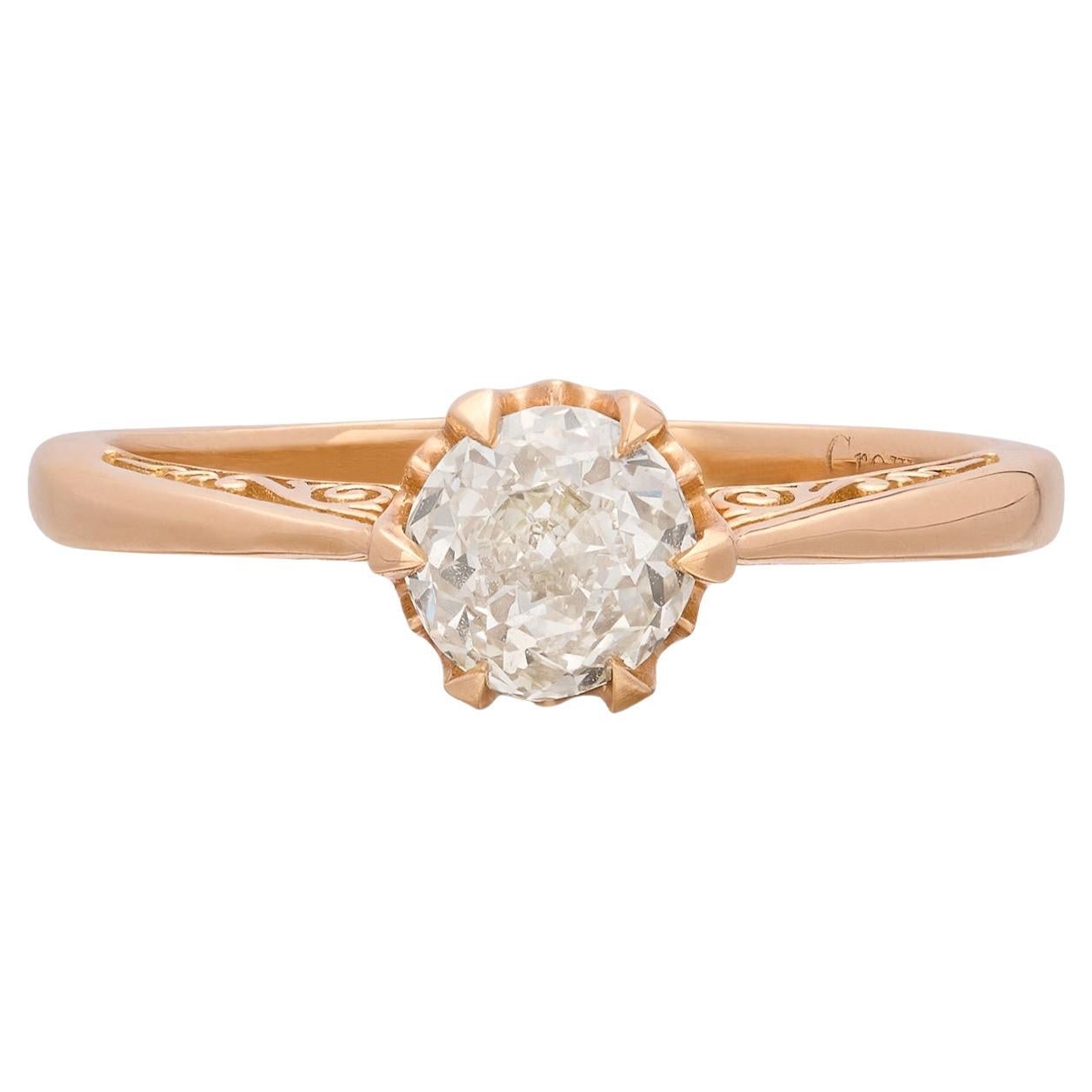 Elegant 18k Rose Gold Crown Jubilee Diamond Ring For Sale