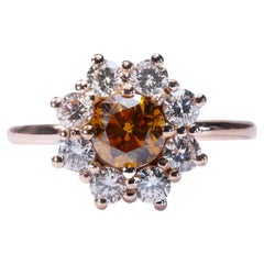 Elegant 18k Rose gold Flower Ring with 1.44 ct Natural diamonds - AIG Cert