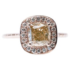 Elegant 18k Rose Gold Halo Ring w/ 1.70ct Natural Diamonds, IGI Certificate