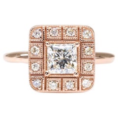 Eleganter Ring aus 18 Karat Roségold mit 0,89 Karat natürlichen Diamanten und Igi-Zertifikat