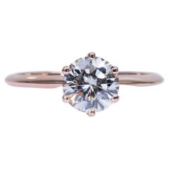 Elegant 18k Rose Gold Solitaire Ring w/ 1.11 ct Natural Diamonds-AIG Certificate