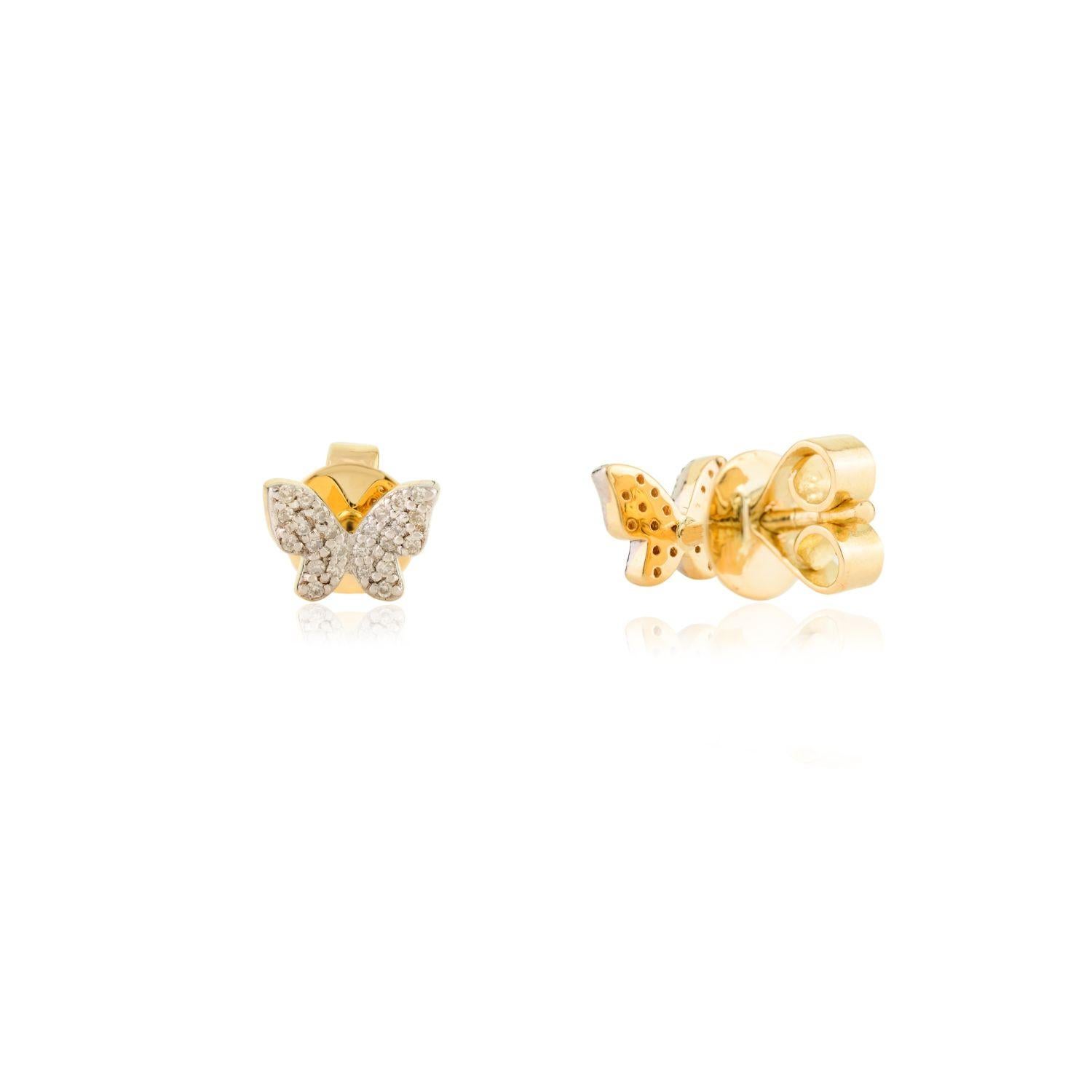 Donna Eleganza degli orecchini a perno con diamante in oro giallo massiccio 18k per le donne in vendita