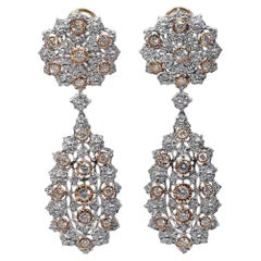 Elegant 18k Two Tone Earrings with 4.50 Natural Diamonds, IGI Certificate