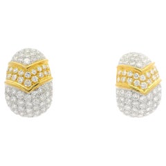 Elegantes Pendientes Puño Bomba de Diamantes Fieros en Oro de Dos Tonos de 18k 7,46 ctw
