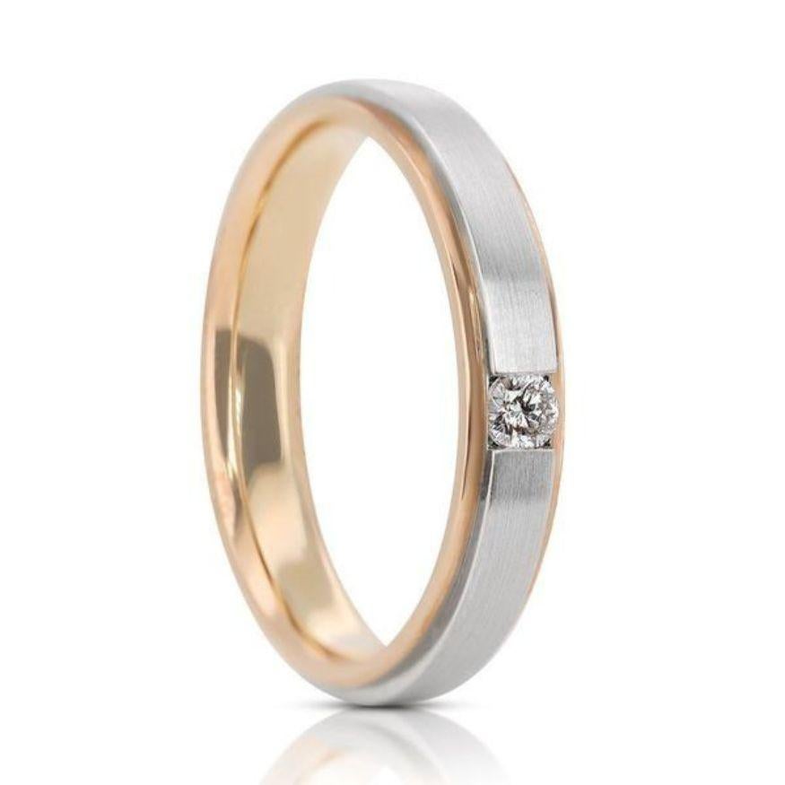 Eleganter 18 Karat zweifarbiger Gold Solitär-Diamantring mit Solitär im Zustand „Neu“ in רמת גן, IL