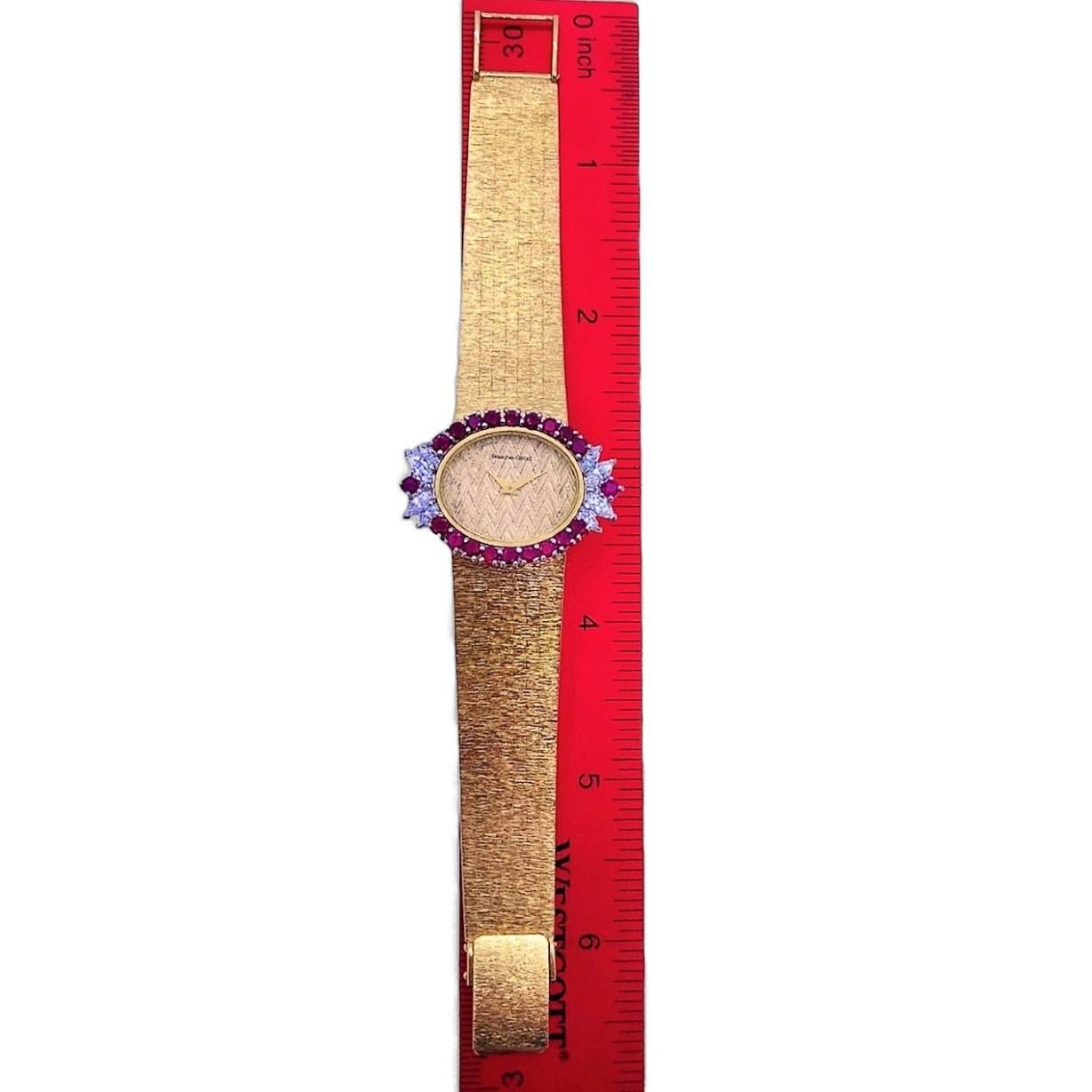 Elegant 18k Vintage Bueche-Girod Ruby and Diamond Wrist Watch For Sale 1