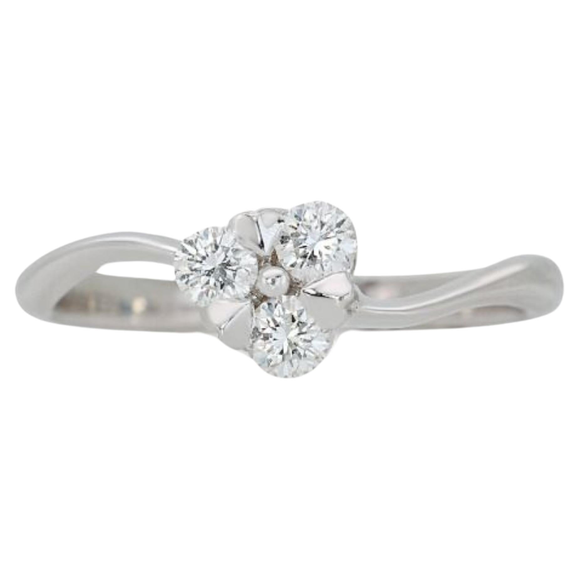 Elegant 18k White Gold .15ct. Round Brilliant Solitaire Diamond Ring For Sale