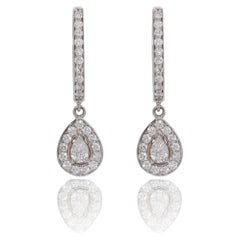 Eleganza in oro bianco 18 carati da 38 carati. Orecchini con diamanti pendenti a pera Brilliante