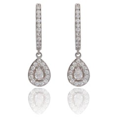 Elegantes 18 Karat Weißgold .38 Karat. Birne Brillant Diamant Ohrringe baumelnd