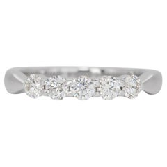 Eleganter Ring aus 18 Karat Weißgold mit 5 Steinen und 0,50 Karat natürlichen Diamanten