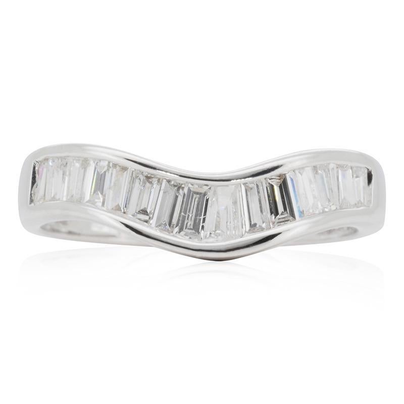 Tapered Baguette Elegant 18K White Gold Band Ring with 0.45 ct Natural Diamonds