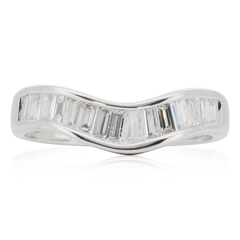 Women's Elegant 18K White Gold Band Ring with 0.45 ct Natural Diamonds