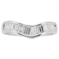 Elegant 18K White Gold Band Ring with 0.45 ct Natural Diamonds