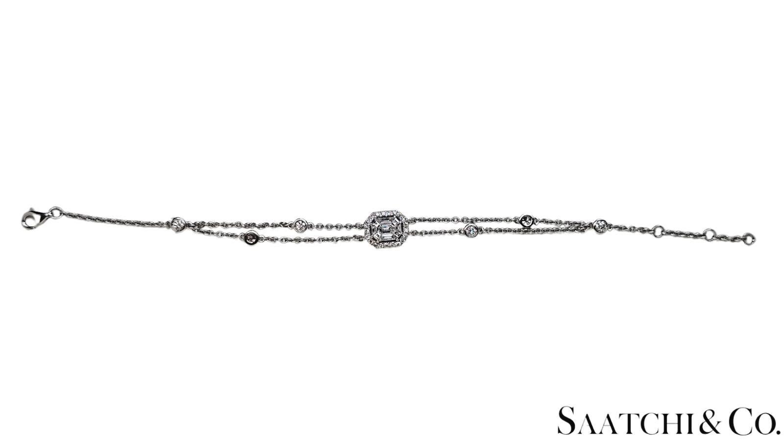 Elegantes Armband aus 18 Karat Weißgold mit 0,89 Karat natürlichen weißen Diamanten, 5,2 Gramm im Zustand „Hervorragend“ im Angebot in New York, NY