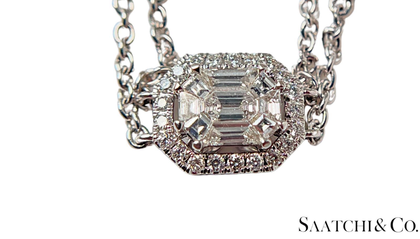 Elegantes Armband aus 18 Karat Weißgold mit 0,89 Karat natürlichen weißen Diamanten, 5,2 Gramm für Damen oder Herren im Angebot