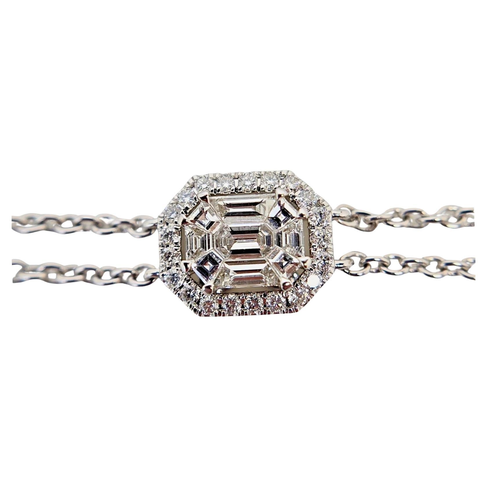 Elegantes Armband aus 18 Karat Weißgold mit 0,89 Karat natürlichen weißen Diamanten, 5,2 Gramm im Angebot