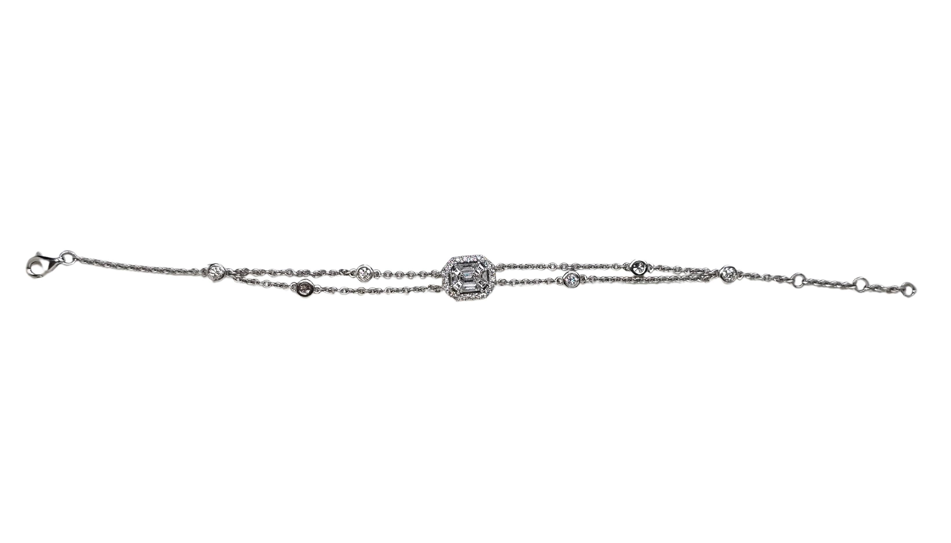 Elegant bracelet en or blanc 18K avec 1 ct de diamants blancs naturels, 5 grammes Neuf - En vente à New York, NY