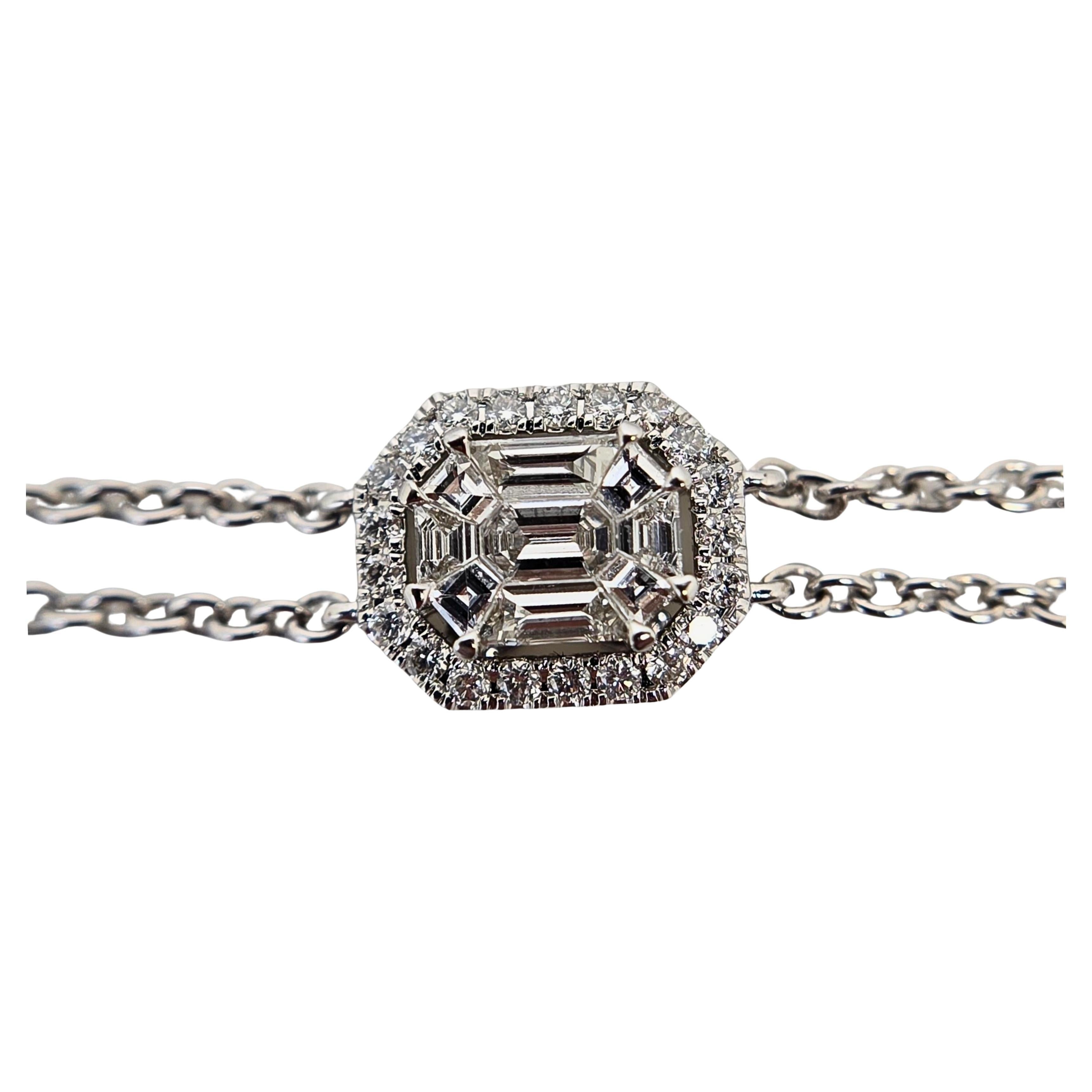 Elegant bracelet en or blanc 18K avec 1 ct de diamants blancs naturels, 5 grammes en vente