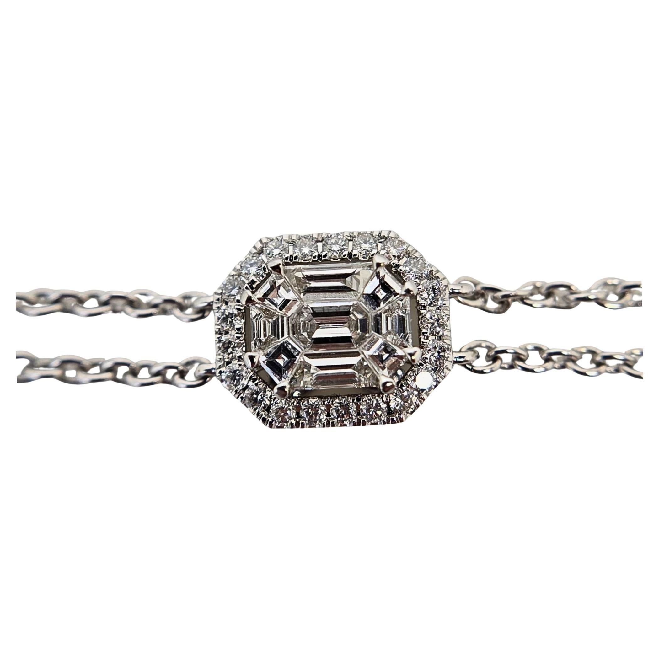 Elegant bracelet en or blanc 18K avec 1 ct de diamants blancs naturels, 5 grammes