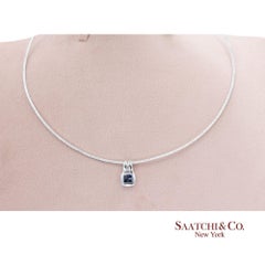 Elegant 18K White Gold Choker Necklace with Natural Diamond Pendant