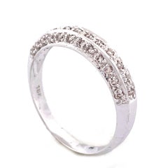 Elegant 18k White Gold Diamond Ring, 0.40ct Round Stones, Size 5