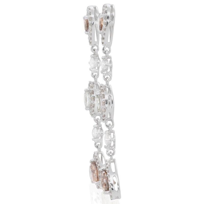 Elegant 18k White Gold Drop Earrings with 1.64 ct Natural Diamonds NGI Cert For Sale 1