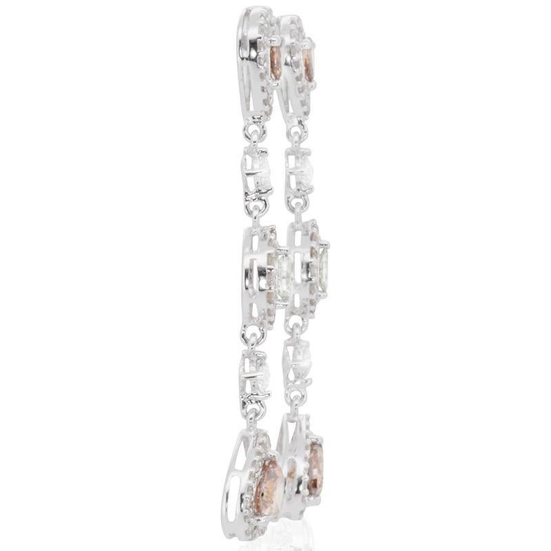 Elegant 18k White Gold Drop Earrings with 1.64 ct Natural Diamonds NGI Cert For Sale 2