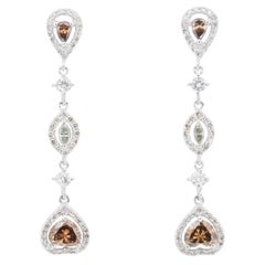 Elegant 18k White Gold Drop Earrings with 1.64 ct Natural Diamonds NGI Cert