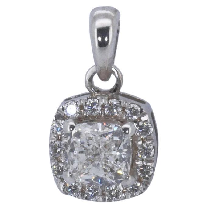 GIA Certified Diamond halo Pendant, Laser Inscribed 1.5 ct in 18K White ...