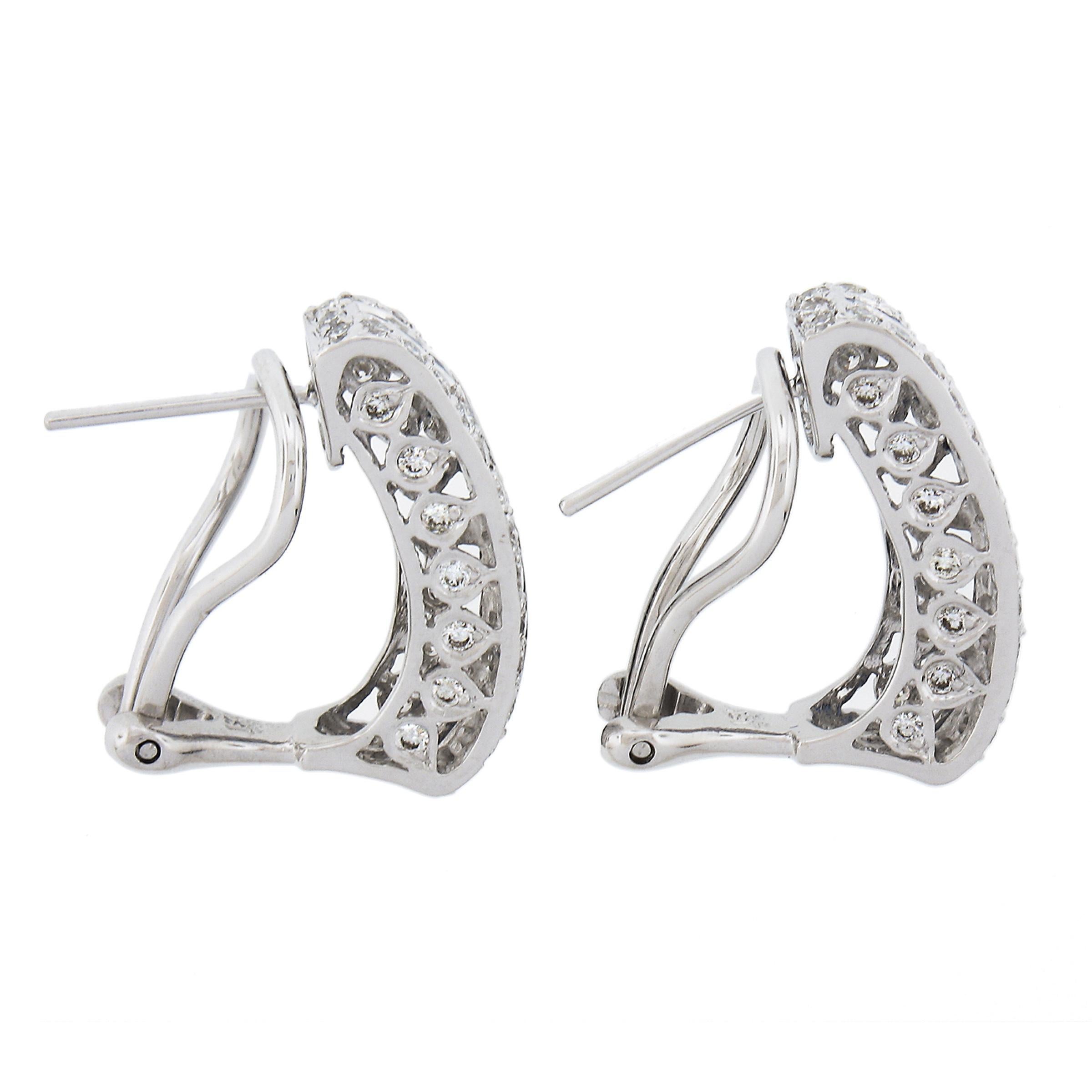 Elegant 18K White Gold High Quality Sapphire & Diamond Huggie Cuff Earrings For Sale 4