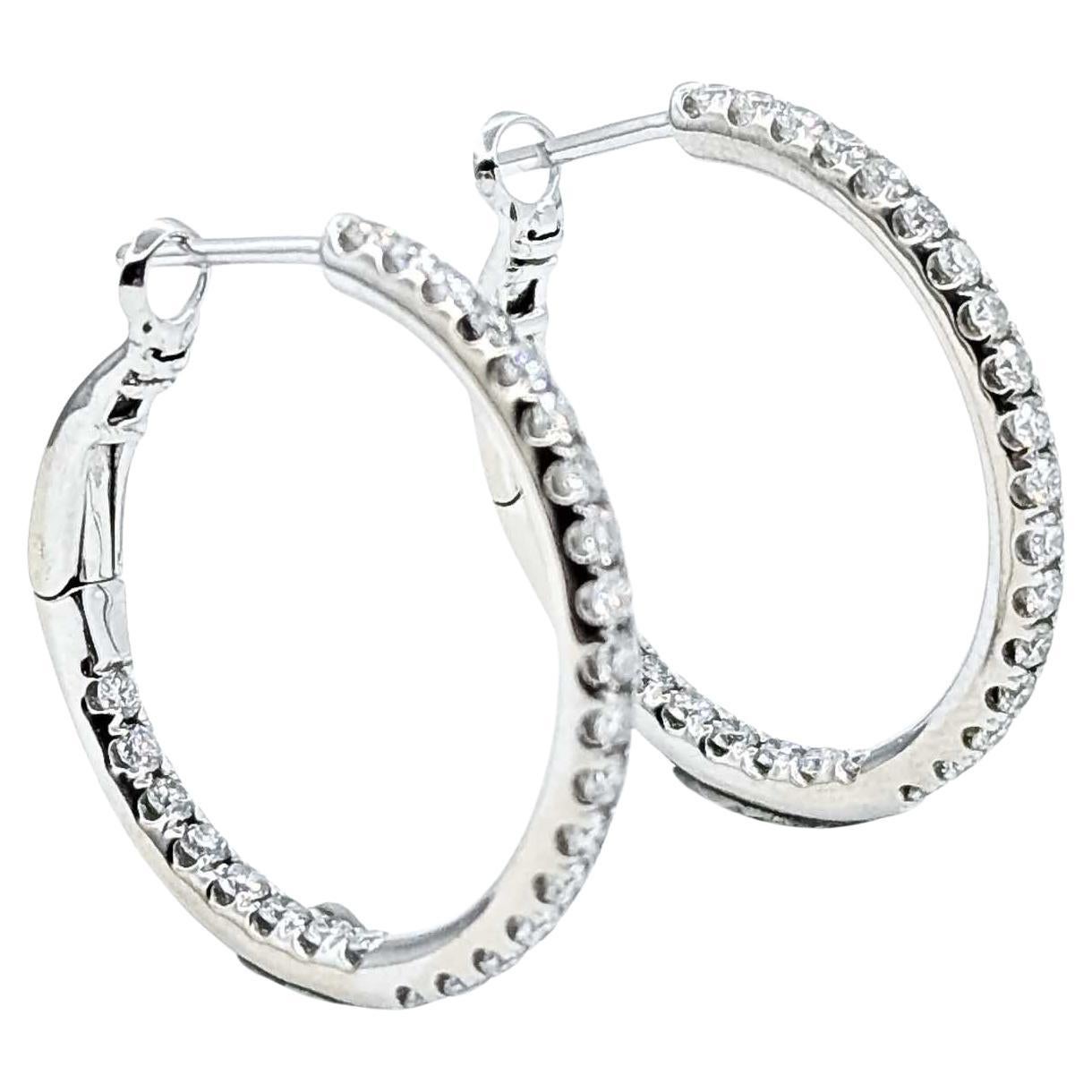 Elegante 18k Weißgold Ohrringe mit Innenring